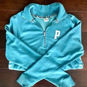 PINK | Blue Half-Zip Sweatshirt